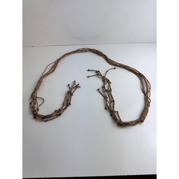 Vintage Bohemian Natural & Multi/colored Beads Waist Belt, 54", 47-49 - Picture 3 of 6